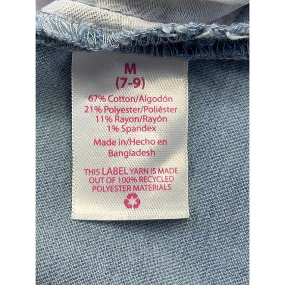 No Boundaries Womens Size M (7-9) Blue Jean Button Fly Shorts Elastic Waist - Picture 7 of 13